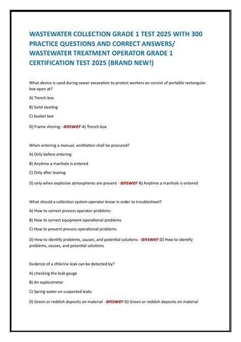 Wastewater Practice Test Free
