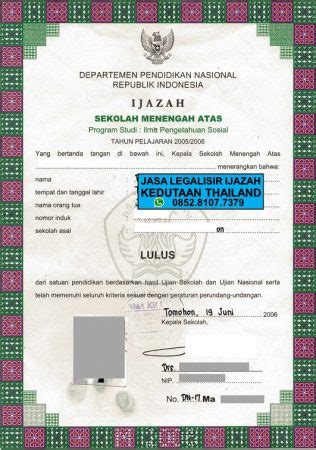 Jasa Atestasi Ijazah Di Kedutaan Thailand