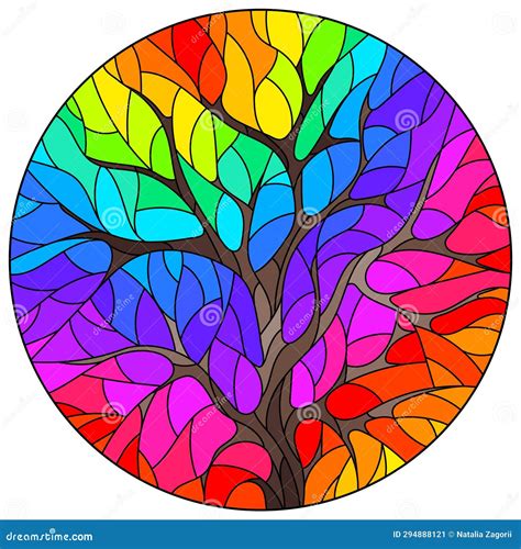 Illustration In The Style Of A Stained Glass Window With An Abstract