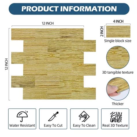 Yipscazo Peel And Stick Backsplash Tile Wood Texture Pvc Subway Tile