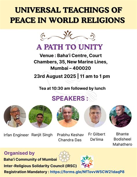 Universal Teachings of Peace in World Religions - A path to unity
