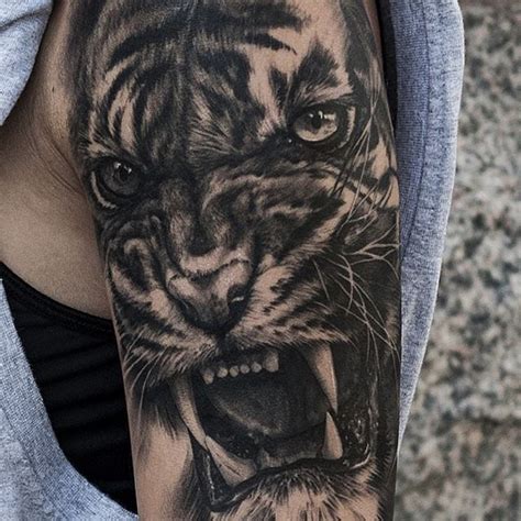 Black And White Tiger Tattoo