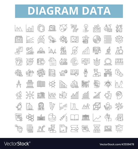 Diagram data icons line symbols web signs Vector Image