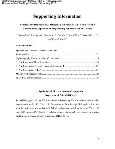 PDF Synthesis and Structures of N Arylcyano β diketiminate Zinc