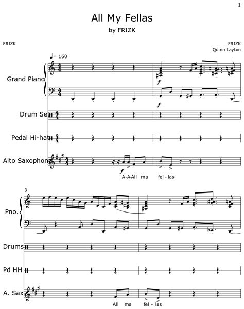 All My Fellas - Sheet music for Piano, Drum Set, Pedal Hi-hat, Alto ...