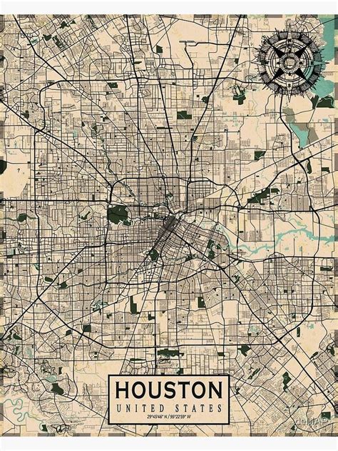 "Houston City Map of Texas, USA - Vintage" Poster for Sale by deMAP | Houston city, City map, City