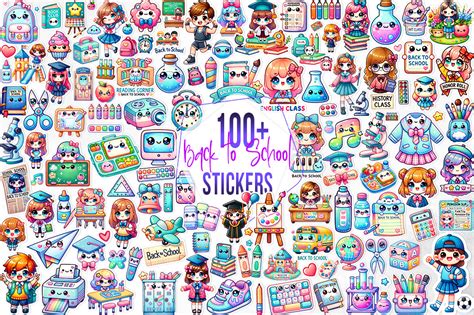 100+ Cute Kawaii Back to School Stickers Graphic by Aspect_Studio ...