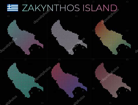 Isla De Zakynthos Mapa Punteado Conjunto Mapa De Isla De Zakynthos En