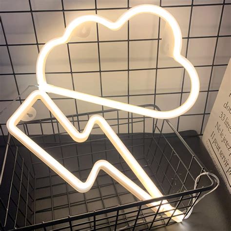 Buy Enuoli Cloud Neon Sign And Lightning Neon Lights Combination Warm White Neon Light Signs