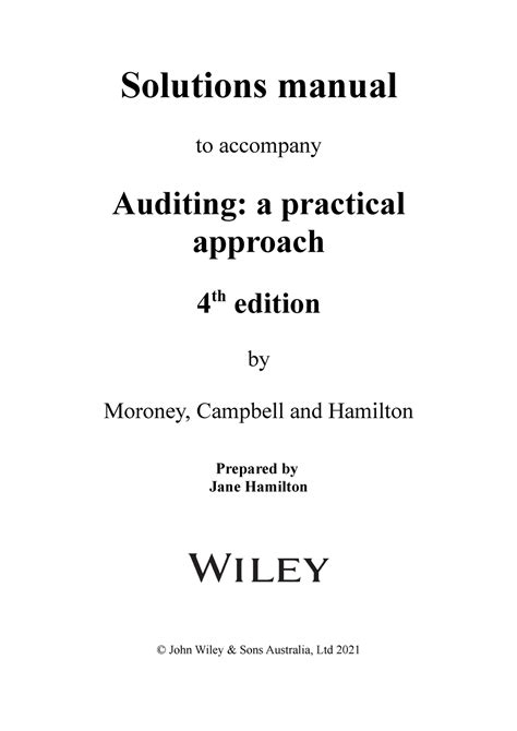 Module 9A Solutions Solutions Manual To Accompany Auditing A