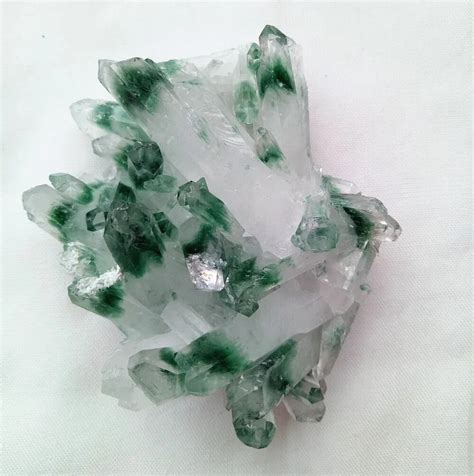 G Beautiful Specter Quartz Crystal Cluster Natural Green Ghost