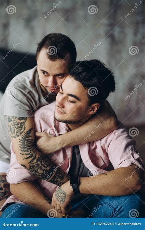 Gay Couple At Home Intimate Moments Of Private Life Homosexual Partners Stock Image Image
