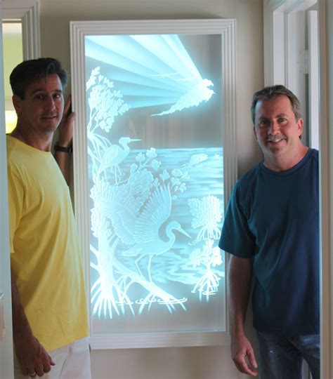 Illuminated Glass Art With Superior Etched And Carved Glass