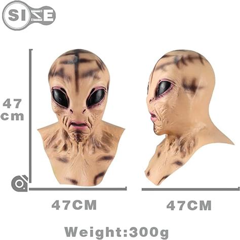 Keruila 3d Realistic Ufo Alien Scarry Visible Latex Headgear Head