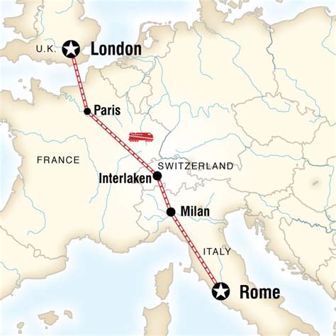 Map Of The Route For London To Rome Adventure Rome Adventure Trip