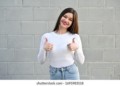 Caucasian Portrait Pretty Brunette Girl White Stock Photo 1695983536 Shutterstock