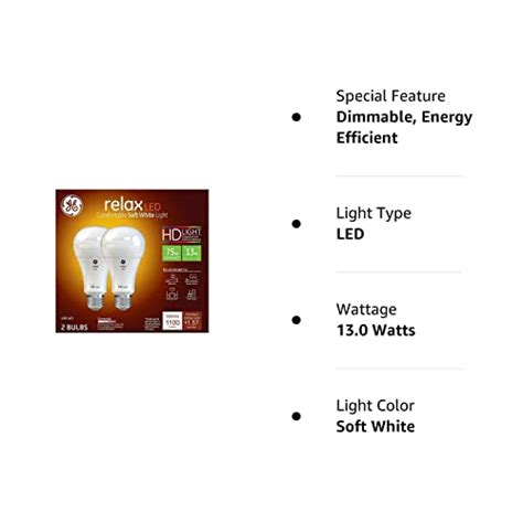 GE Lighting Relax LED HD Light Bulbs 13 Watt 75 Watt Equivalent Soft