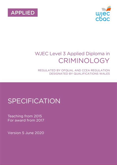 Pdf Wjec Level 3 Applied Diploma In Criminology · For The Level 3