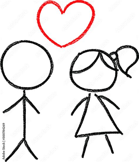 stick figures love couple cute hand drawing illustration vector Stock ...