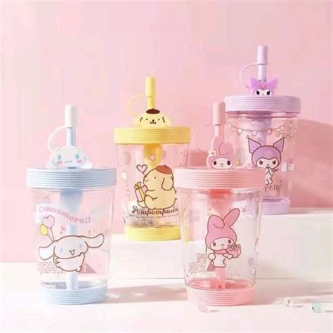 Jual Botol Gelas Sedotan Ori Miniso Kuromi Cinnamoroll My Melody