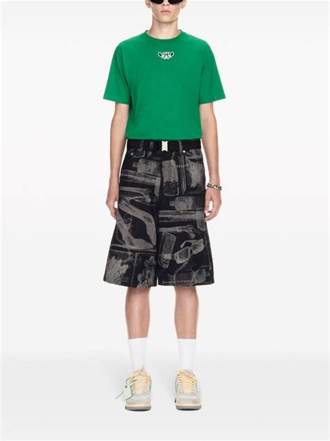 Off White Bandana Arrow Cotton T Shirt Green Farfetch