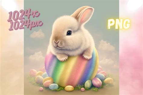 Cute Easter Rainbow Bunny Illustration Graphic by Dremari Graphics ...