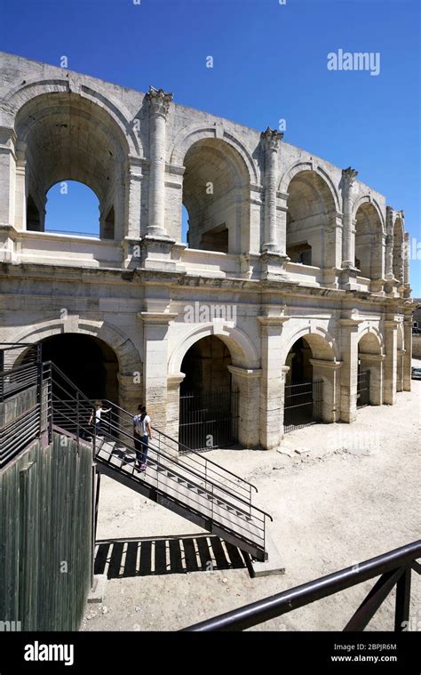 Exterior View Of Arles Amphitheatrearlesbouche Du Rhonefrance Stock