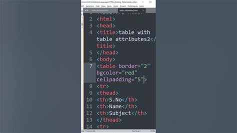 Table Attributes Bgcolor And Cellpadding How Can Use Bgcolor And