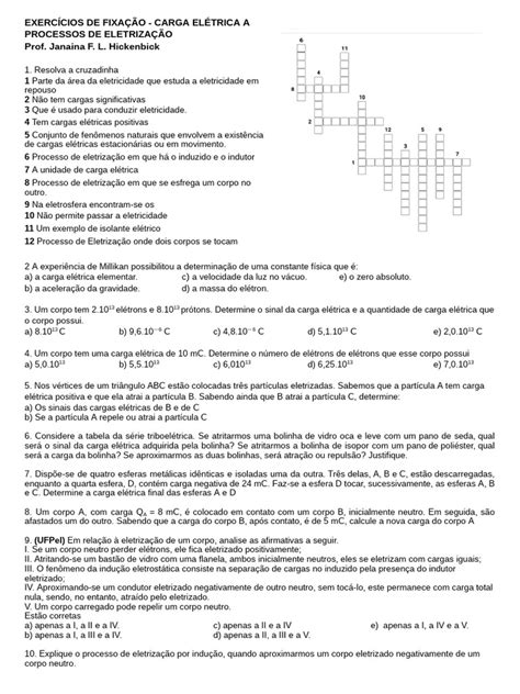 Exercícios Carga Eletrica A Processos de Eletrização | PDF