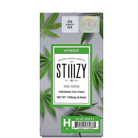 Stiiizy Blue Burst Blue Raspberry Premium Thc Pod 1g Leafly