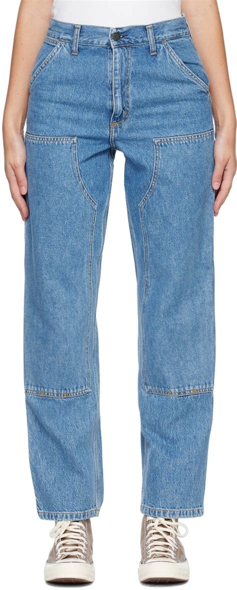 Carhartt Work In Progress Blue Double Knee Jeans SSENSE UK