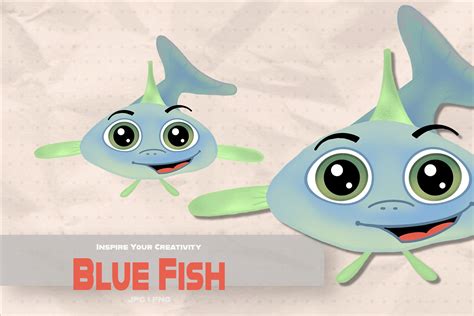 Blue Fish Illustration Cartoon Sticker Graphic by flunny · Creative Fabrica