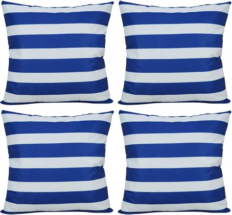 Amazon Cygnus 18x18 Inch Royal Blue And White Stripe Throw Pillow