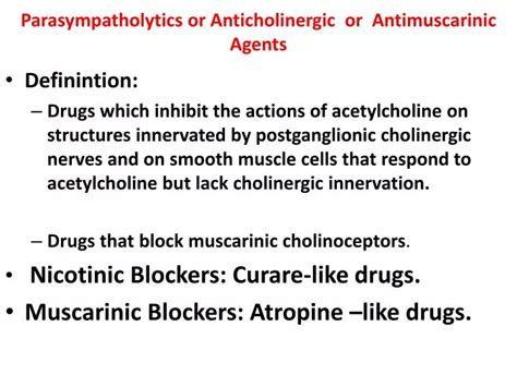 Ppt Parasympatholytics Or Anticholinergic Or Antimuscarinic Agents