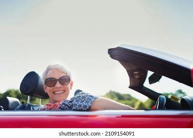 Portrait Senior Woman Driving Convertible Stock Photo 2109154091 ...