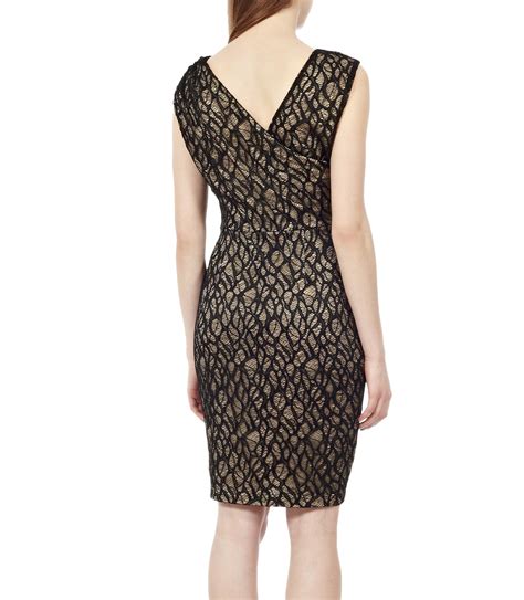 Lyst Reiss Alma Gathered Lace Dress In Black