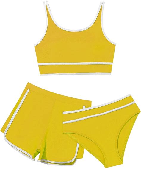 Generisch M Dchen Bikini Set Er Sommer Badeanz Ge Kinder Dreiteilig Tankini Mit Einfarbig