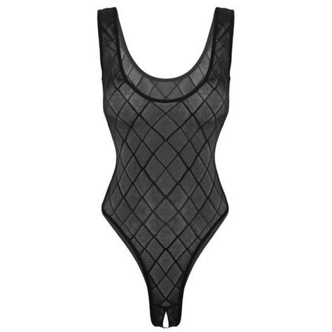 Body Femme Ouvert Entrejambe Sexy Mesh Lingerie Transparente