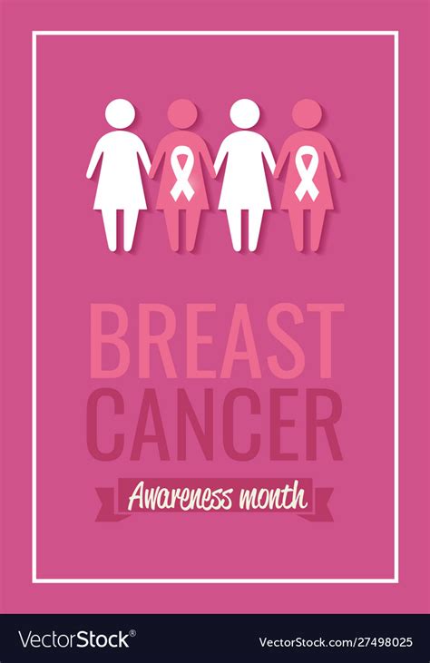 Poster Breast Cancer Awareness Month With Women Vector Image