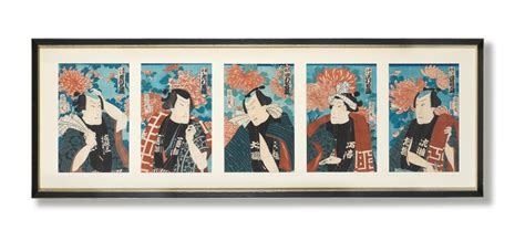 Five Oban Tate E Prints From A Polyptych Of The Kabuki Actors