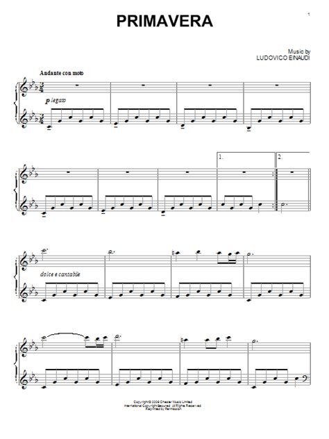 Ludovico Einaudi Primavera Sheet Music