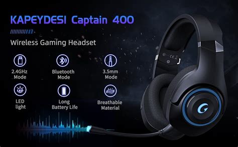 Kapeydesi Wireless Gaming Headset With 2 4ghz Wireless And