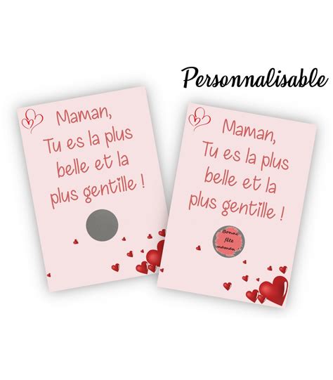 Carte à gratter personnalisable fête des mères - Tendance Cadeau