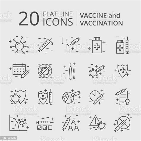 예방 접종 및 예방 접종 라인 아이콘 세트 수집 Covid 19에 대한 스톡 벡터 아트 및 기타 이미지 Covid 19