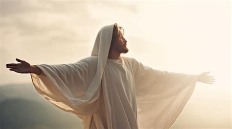 Premium Photo Resurrected Jesus Christ Reaching Out With Open Arms In