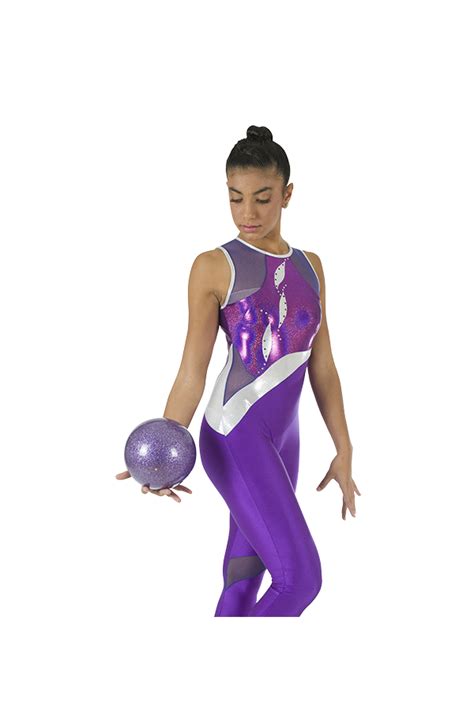 Malla Entera De Gimnasia R Tmica Morada Y Plata Bodyskin