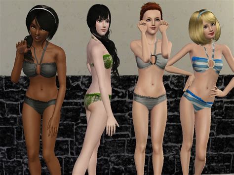 The Sims Resource Striped Frilly Circle Cleavage Bikini