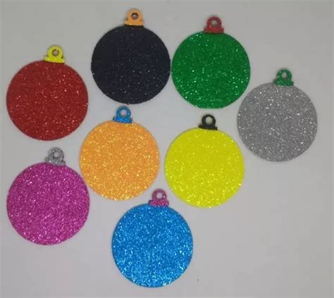 Aplique Bola De Natal Em Eva Glitter Cm Unid Colorido