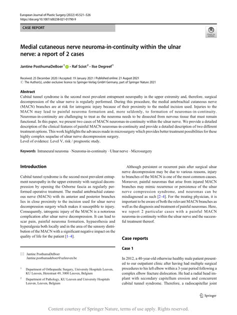 Medial Cutaneous Nerve Neuroma In Continuity Within The Ulnar Nerve A