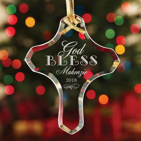 Personalized Christmas Blessings Cross Glass Ornament Personal Creations Ts Christmas